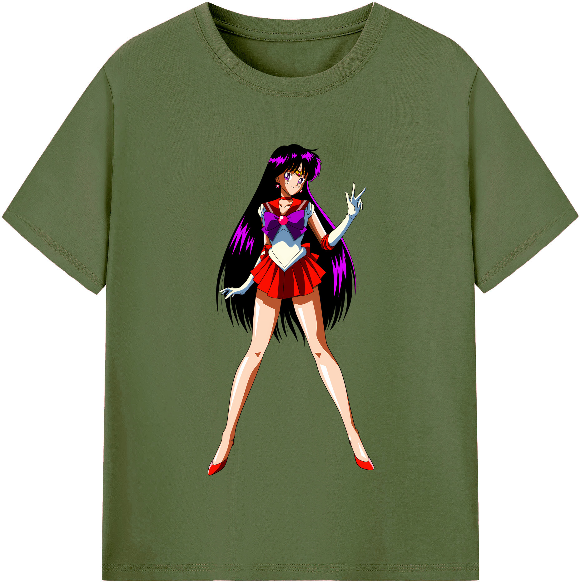 （画像用） 美少女戦士セーラームーン 火野レイ ひの レイ Sailor Moon Hino Rei （セーラーマーズ,Sailor Mars） 綿100％半袖Tシャツ（フロントプリント）